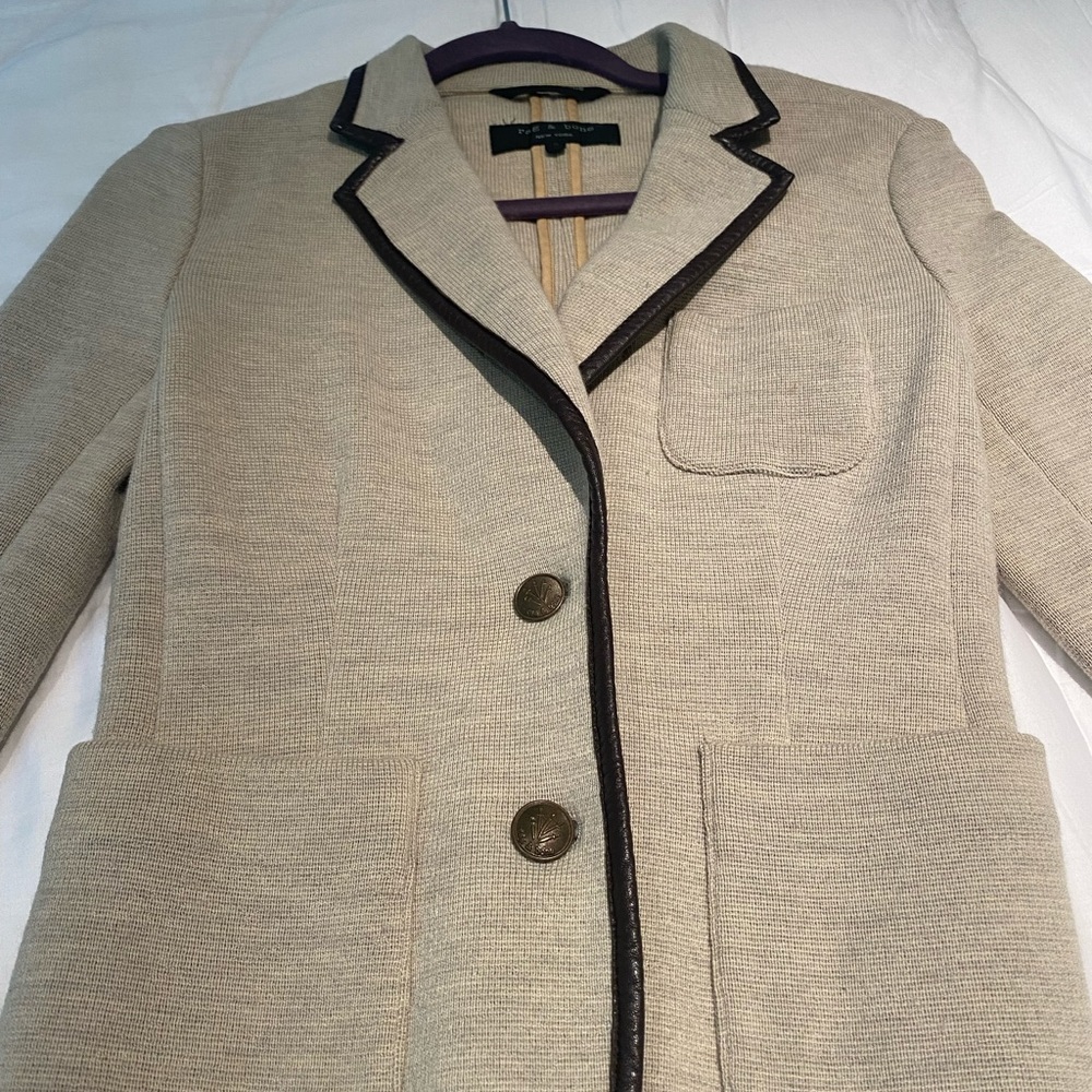 Rag & Bone Blazer, Wool with Leather Lining, S.